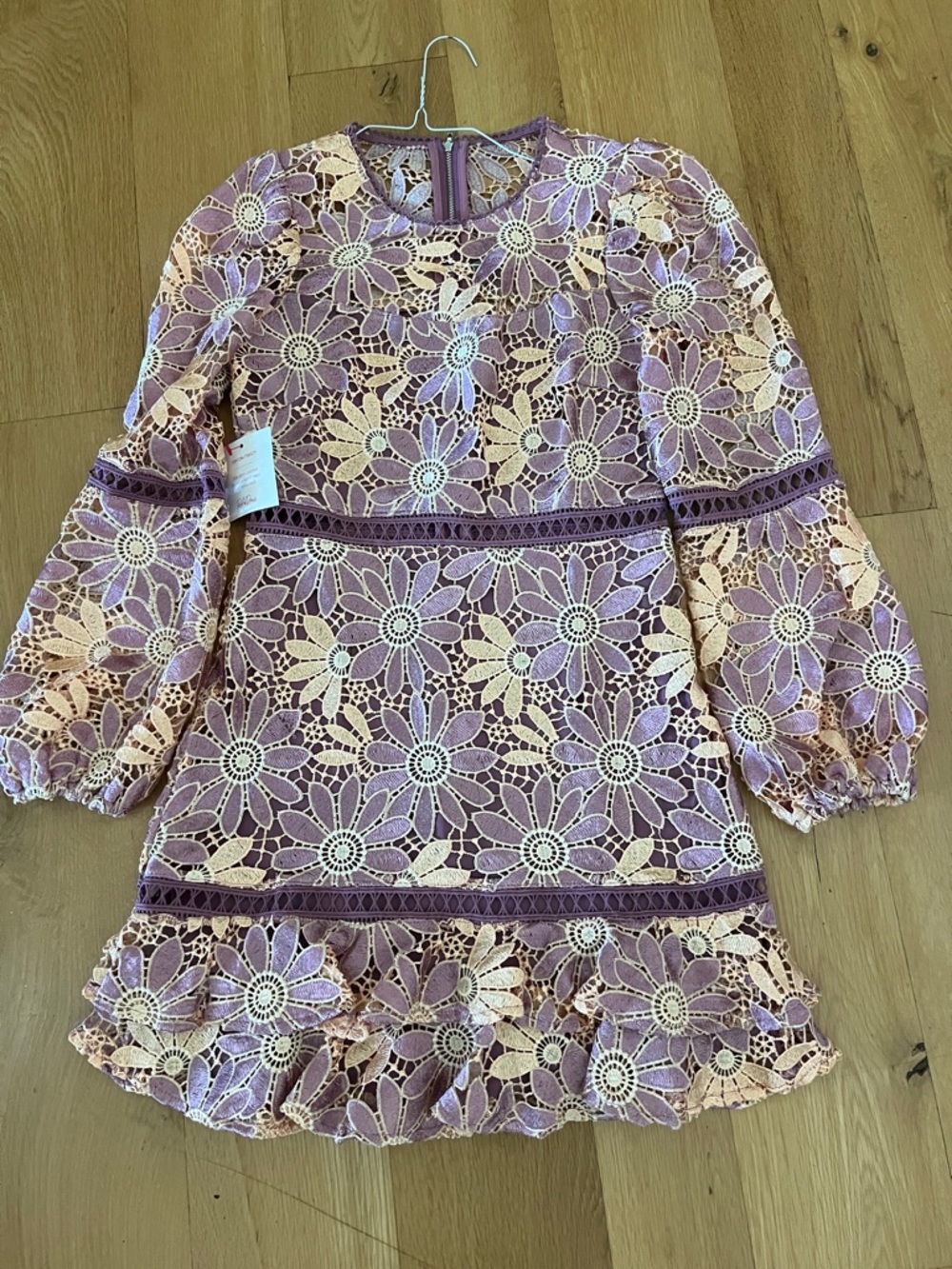 Just me Lavender and Cream Floral Lace Mini Dress